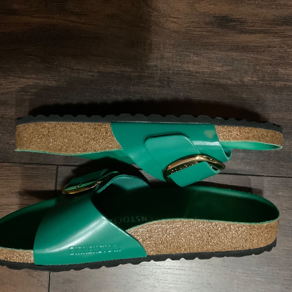 BIRKENSTOCK MADRID BIG BUCKLE SANDALS HIGH SHINE DIGITAL GREEN 38 EU, 7 US Women - Picture 5 of 6